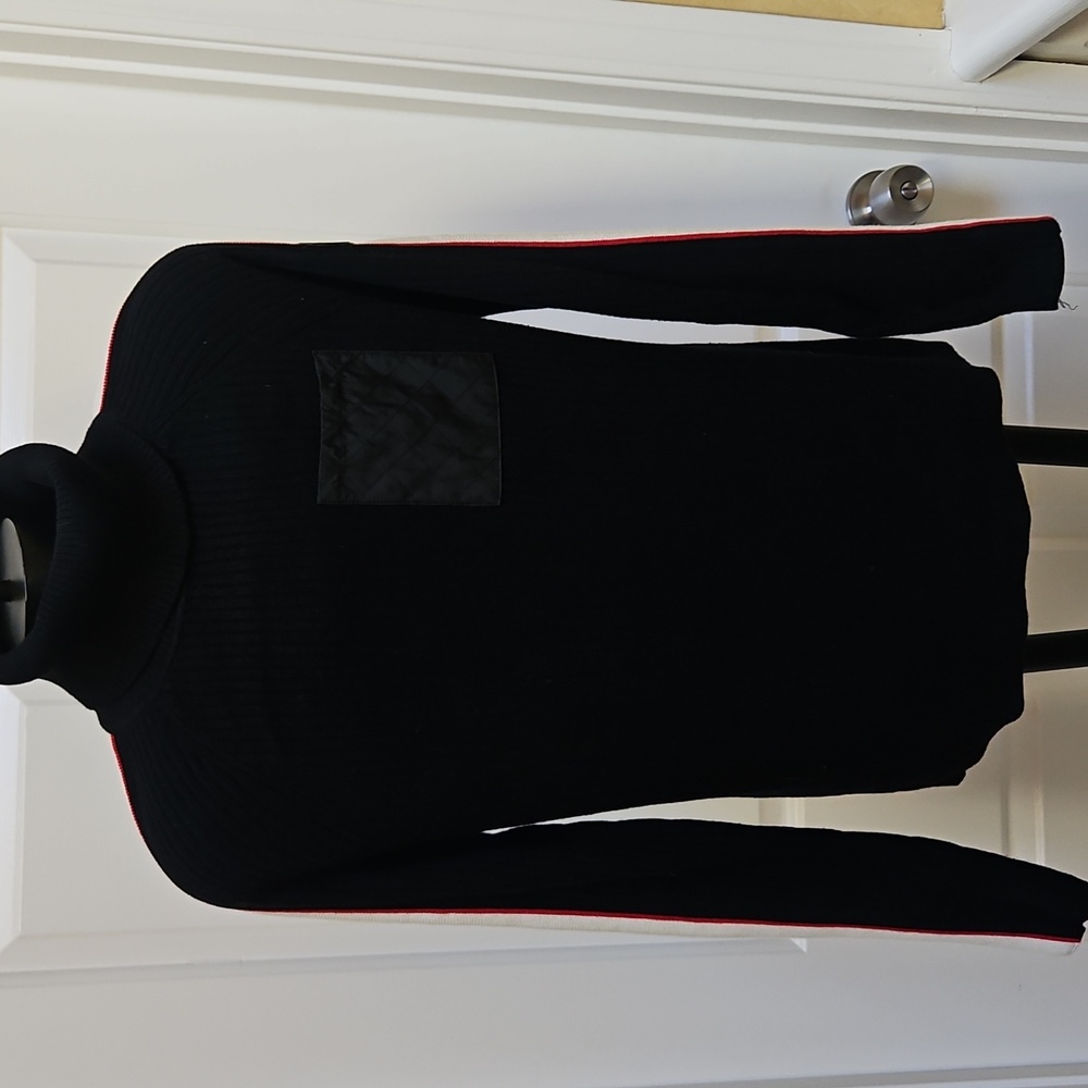 TALBOTS  Black Sweater with Red and White Accents - XS